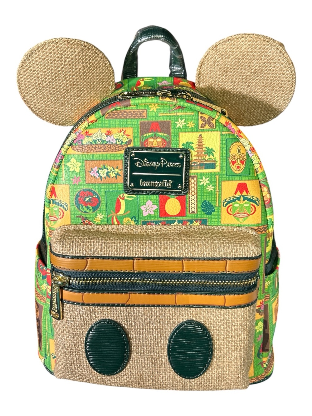 Disney Parks Loungefly Enchanted Tiki Room Mini Backpack Jute Ears